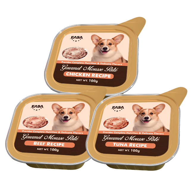 Comida Húmeda para Perros Sabrosa Premium Alta en Proteínas Fuente de Carne 100g Paquete de Variedad MOQ Bajo Fabricante de Comida para Mascotas en China