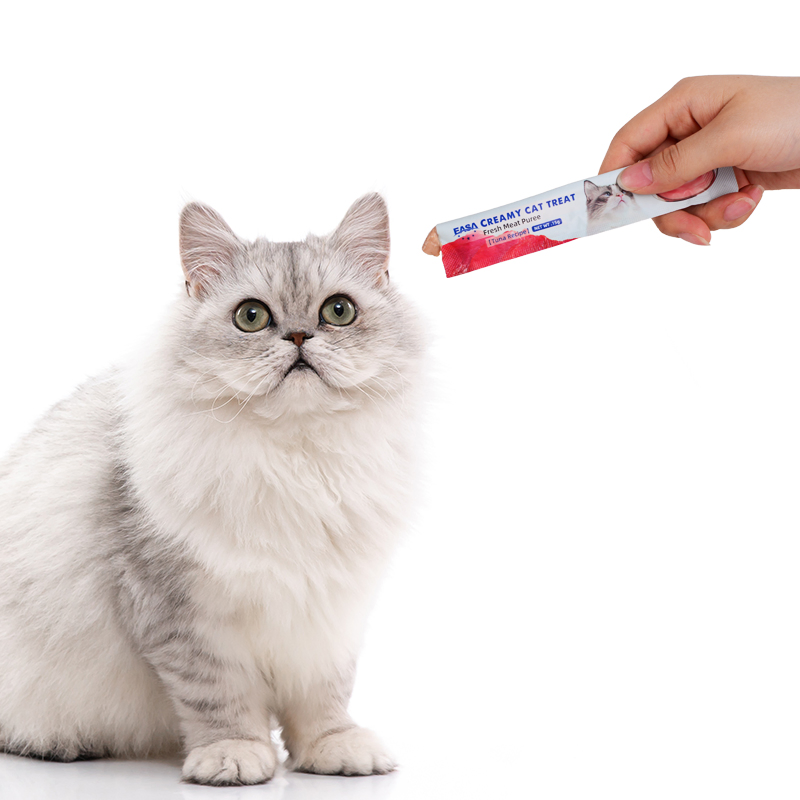 Comida para gatos, bocadillo húmedo, alto en proteínas, barra de energía, sabor atún, golosinas para gatos, snack líquido, crema, comida húmeda para gatos