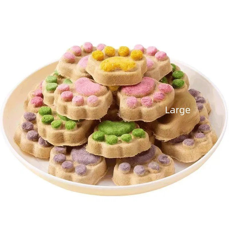 Alimento para mascotas compra al por mayor bocadillos para gatos galletas en forma de pata de gato pollo liofilizado carne cruda en forma de hamburguesas bocadillos para perros alimento para mascotas