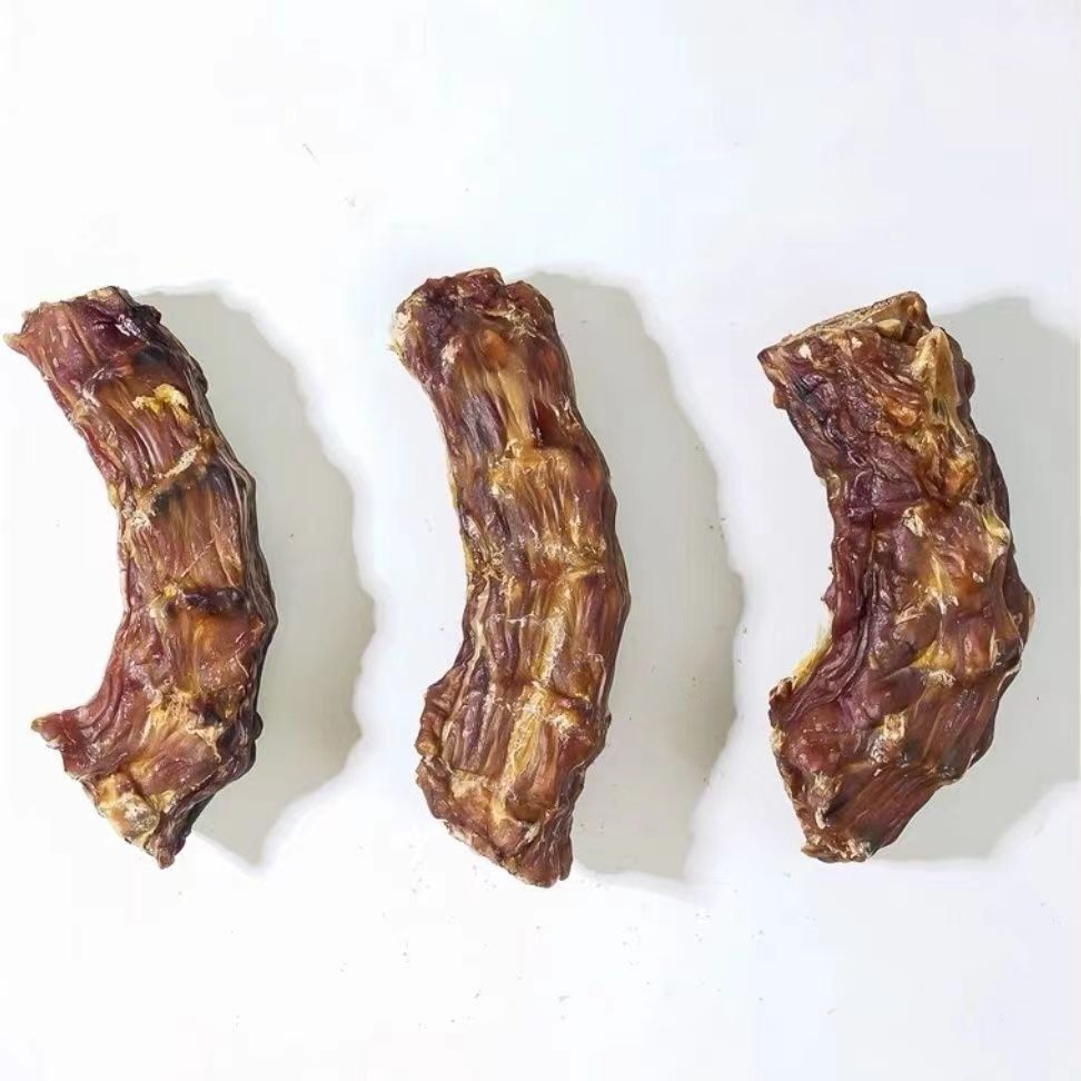 Cuello de pato deshidratado al aire, alimento natural para perros y gatos, golosinas para masticar