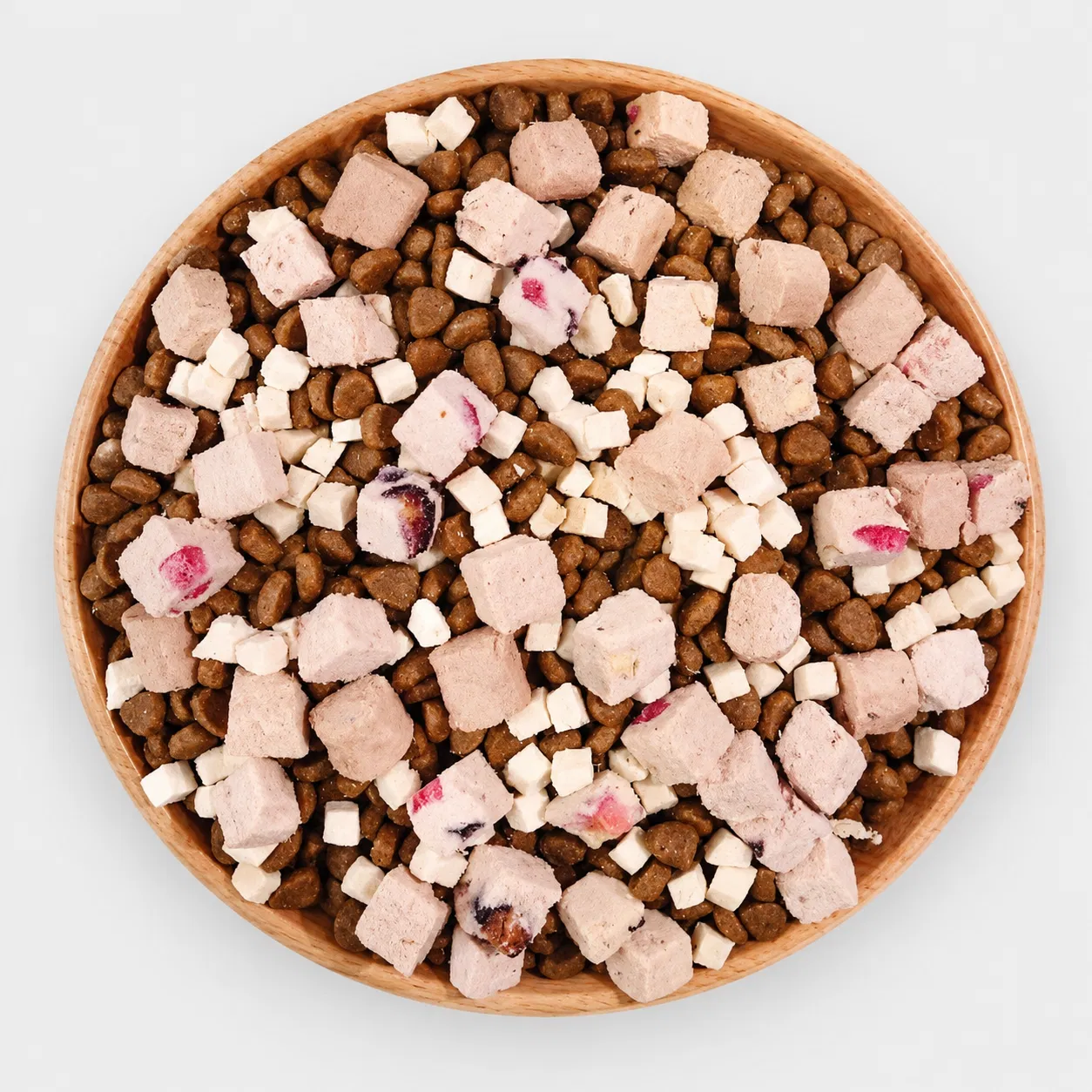 Comida seca completa de fábrica OEM con recubrimiento de crudo liofilizado, ingredientes naturales para gatos y perros adultos y senior
