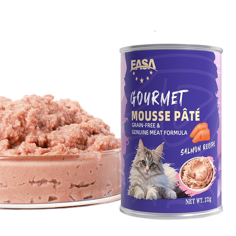 Comida enlatada para gatos mojados 375g Comida premium diaria para mascotas de interior Alimento orgánico saludable Certificado de FDA/BRC/Ifs/CE/Halal
