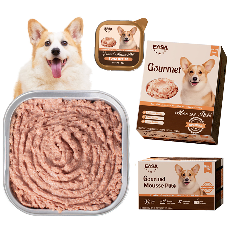 Comida Húmeda para Perros Sabrosa Premium Alta en Proteínas Fuente de Carne 100g Paquete de Variedad MOQ Bajo Fabricante de Comida para Mascotas en China