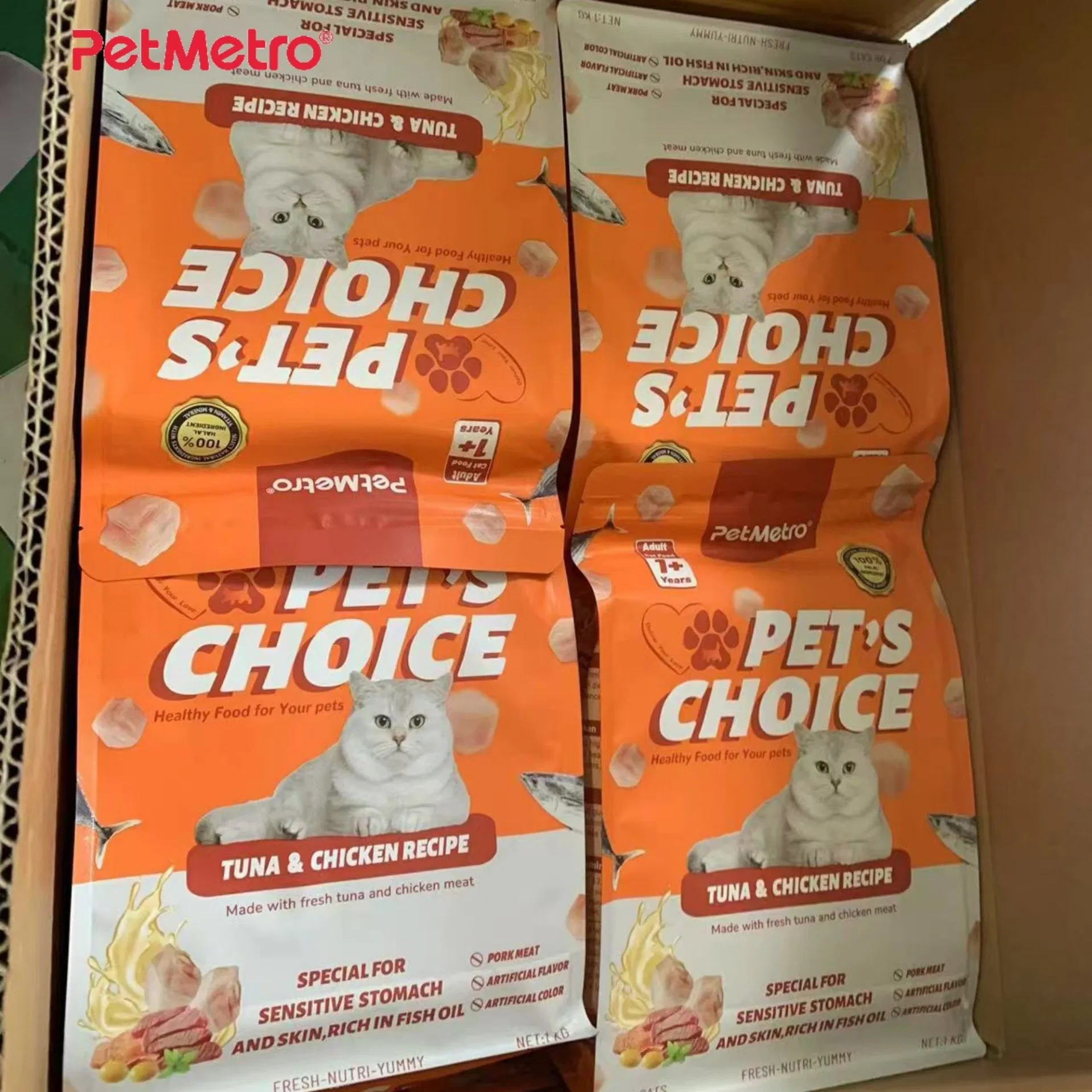 Alimento seco para gatos Omega enriquecido con atún, pollo y carne real