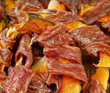 Delicias de comida natural deshidratada al aire para perros con ingredientes de grado humano, comida personalizada para mascotas