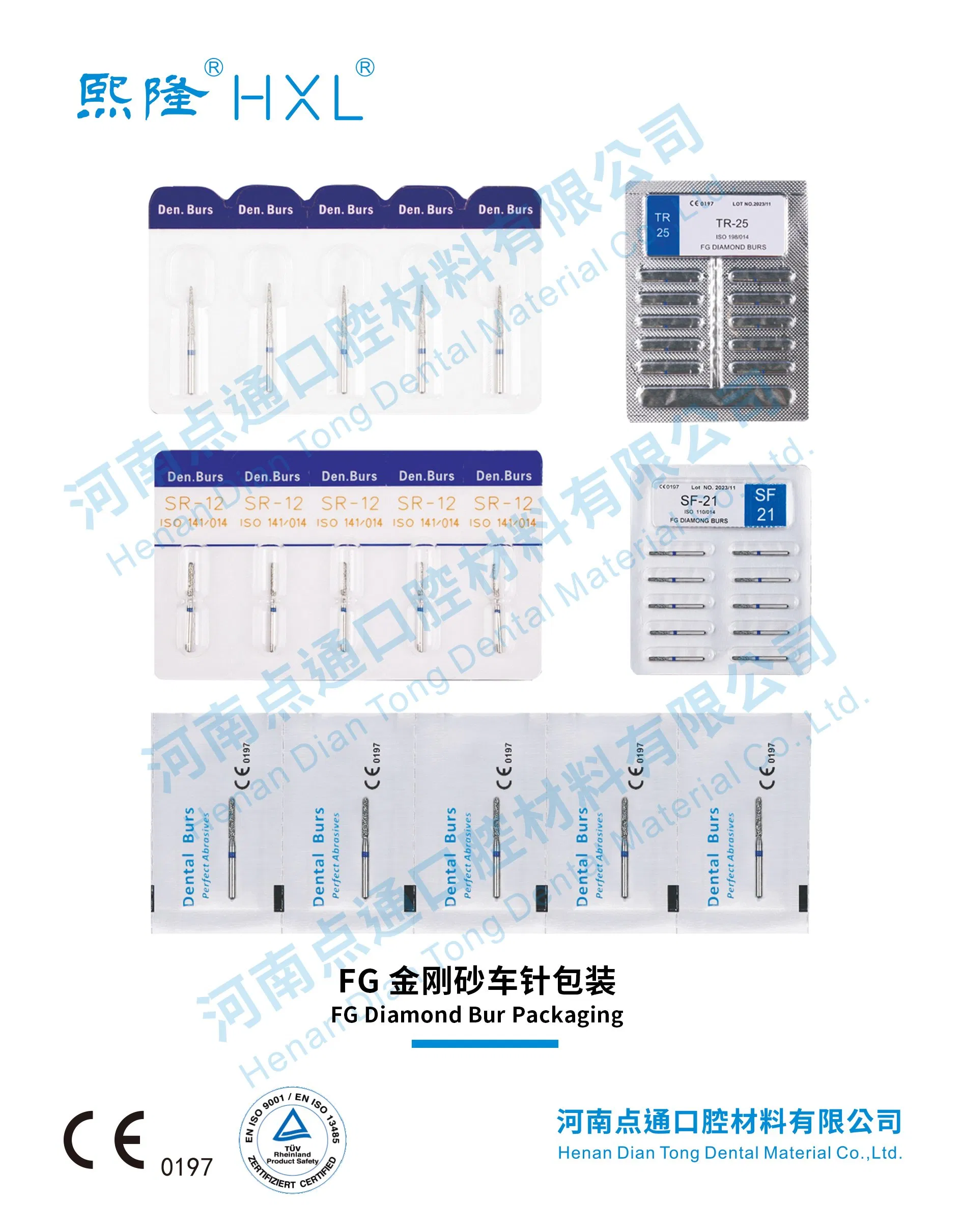 Fresas de diamante dental para dentistas fabricante de productos dentales Tr-13ef/199-018ef