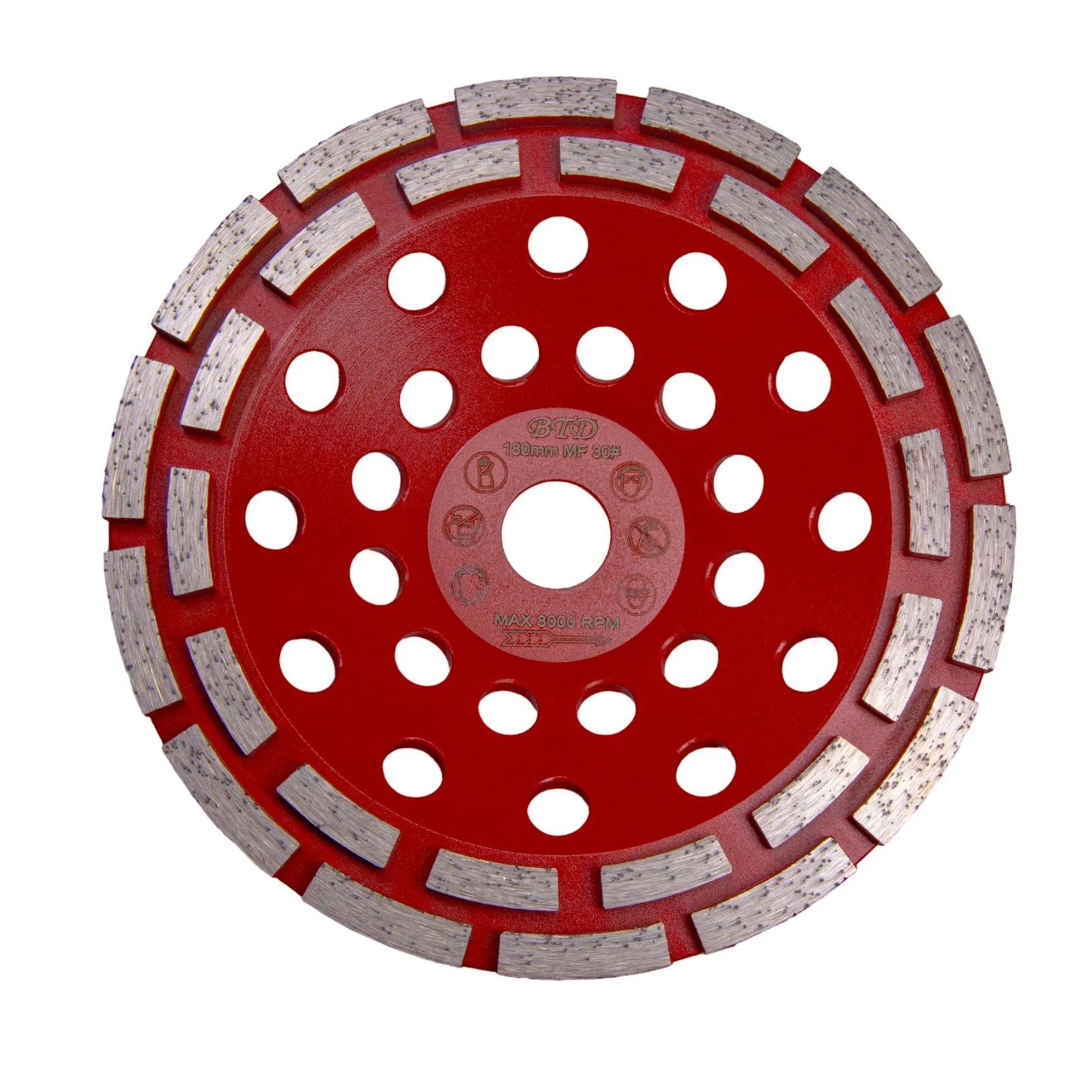 7inch Rueda de molienda de diamante de doble fila duradera para concreto