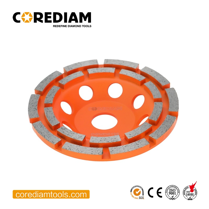 Rueda de copa de diamante de doble fila para moler concreto herramienta de diamante