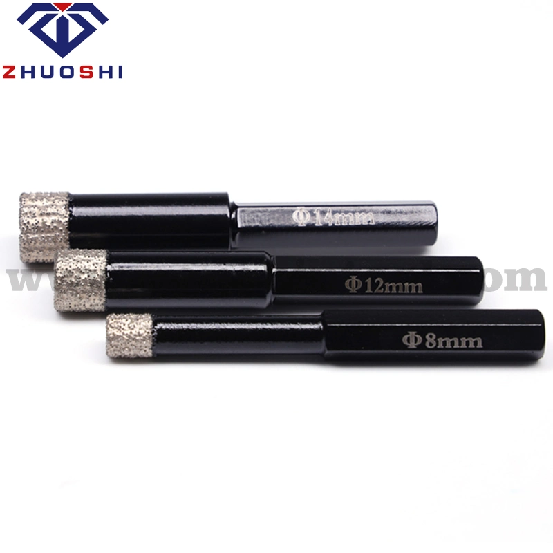 Juego de brocas de diamante de vacío brazado hexagonal de alto rendimiento para perforación de precisión