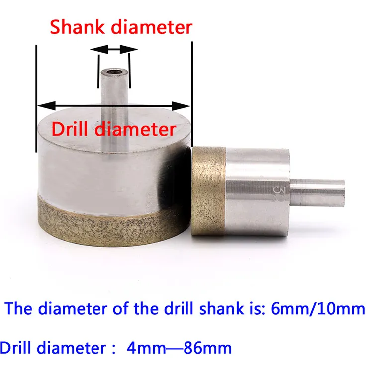 4-86mm Broca de diamante de núcleo para azulejos de vidrio cerámico sinterizado con vástago recto