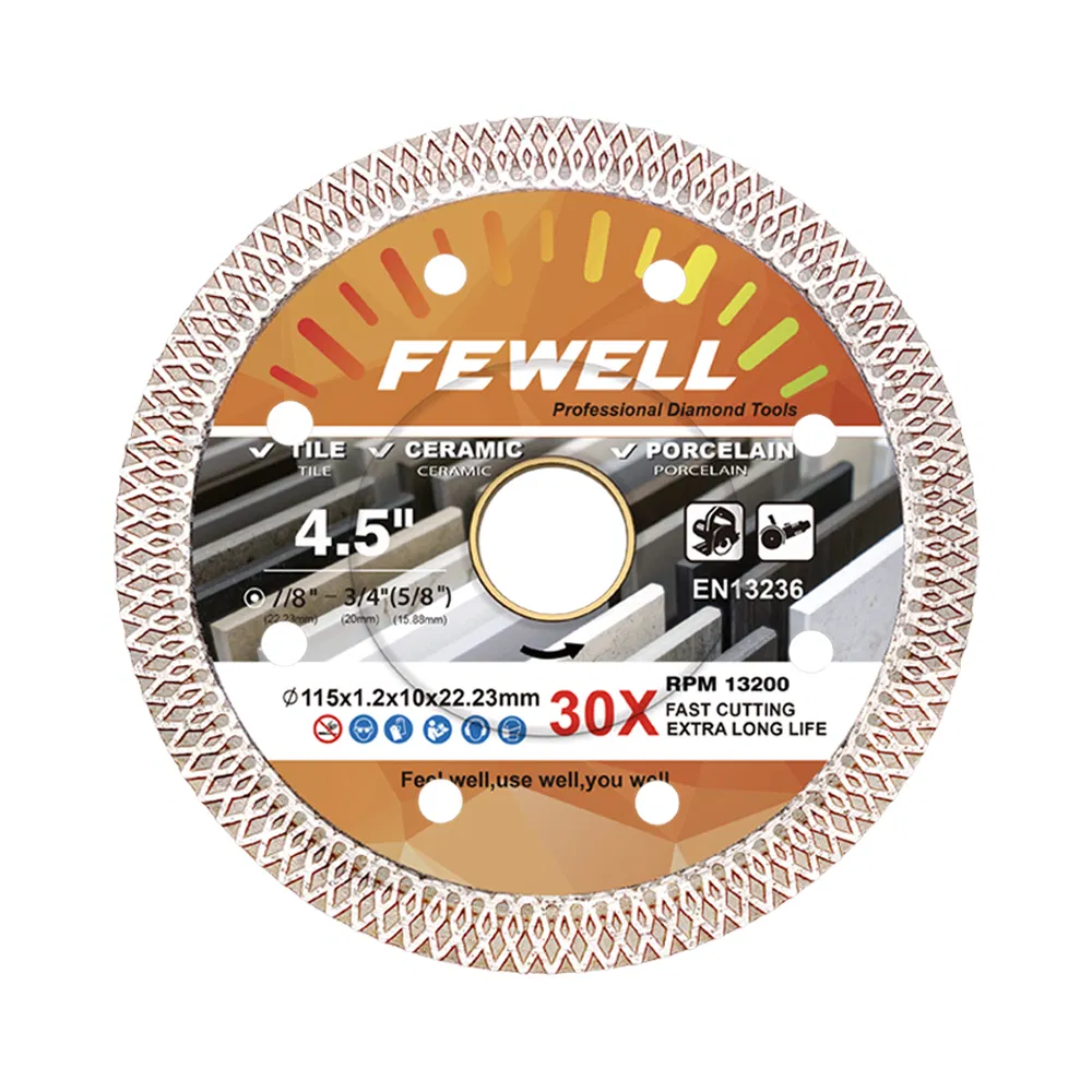 Disco de corte de diamante turbo super ultra delgado para azulejos de cerámica y porcelana de grosor caliente 4.5inch 115*10*22.23mm 1.2