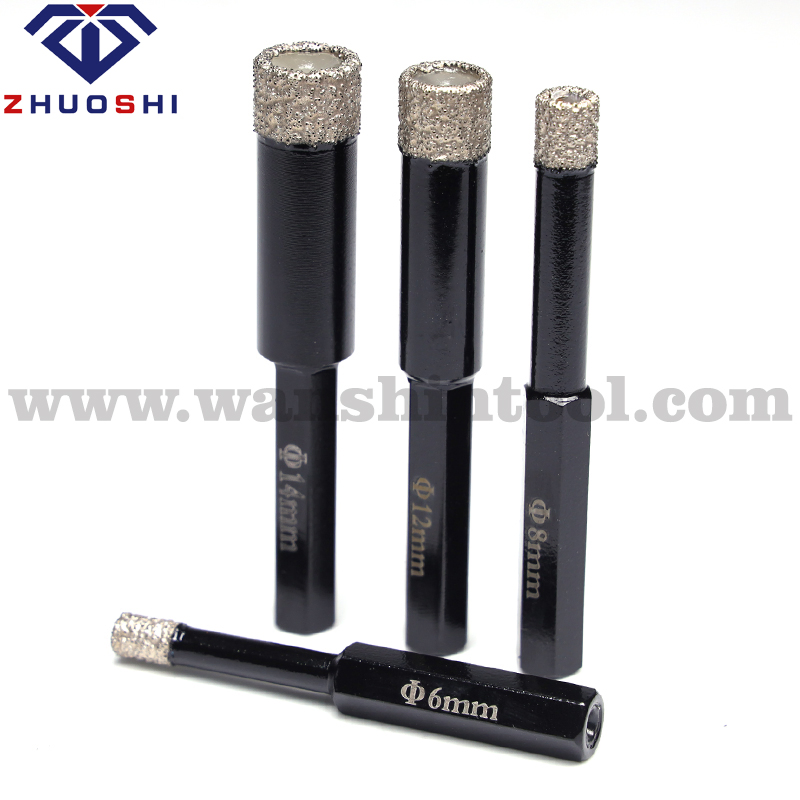 Juego de brocas de diamante de vacío brazado hexagonal de alto rendimiento para perforación de precisión