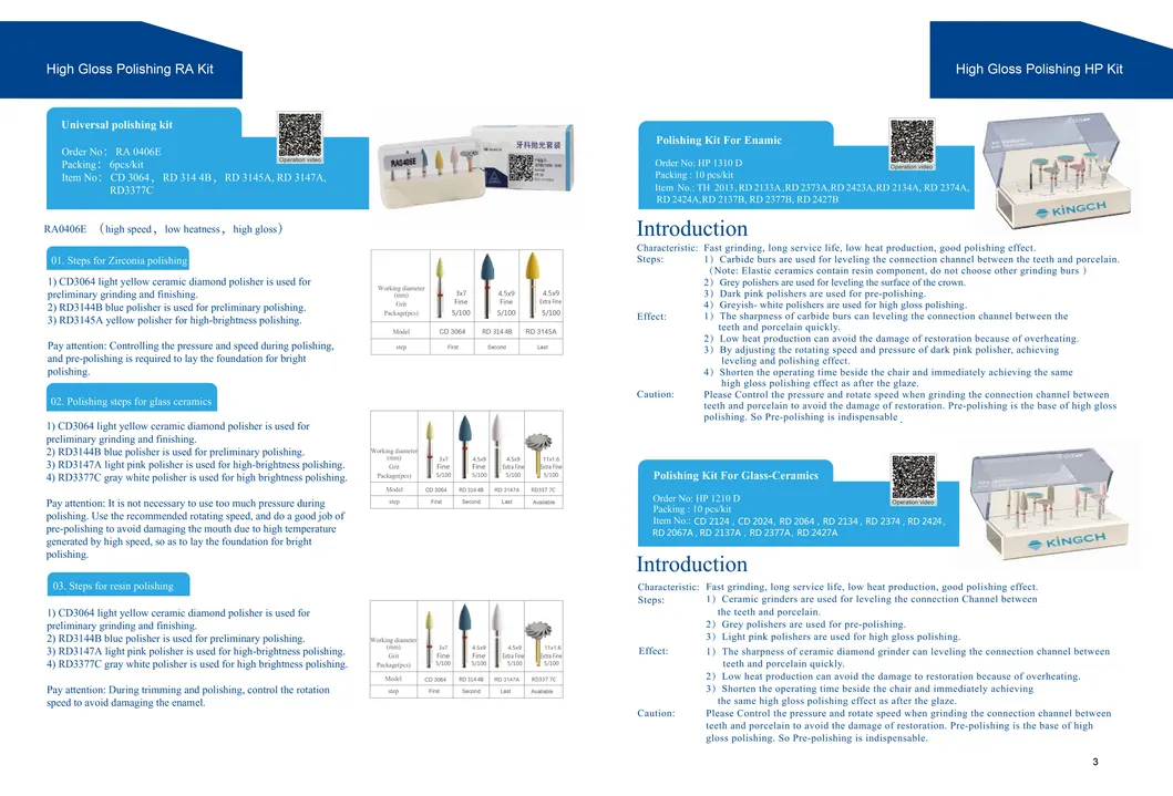 Burs de diamante dental para clínica dental