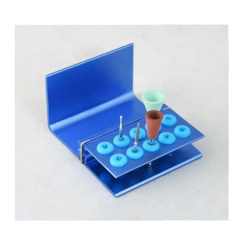 16 Holes Dental Diamond Tungsten Carbide Polishing Material Storage Counter Dental Burs Sterilizer Stand with Silicone Ring Yqd9-10
