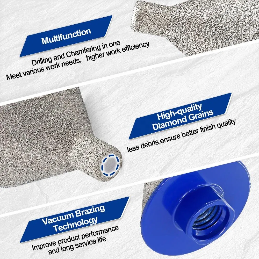 Fresa de bisel de diamante para amoladoras angulares, brocas para cerámica, biselado, recorte y ampliación de agujeros de salida