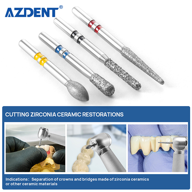 10PCS Burdeos de Zirconcut para cortar cerámicas de zirconia en odontología