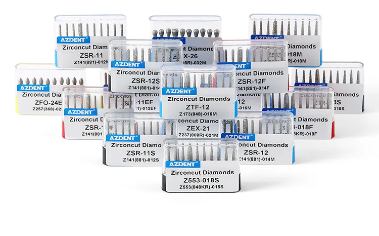 Burdeos de Zirconcut para cortar cerámicas de zirconia en odontología