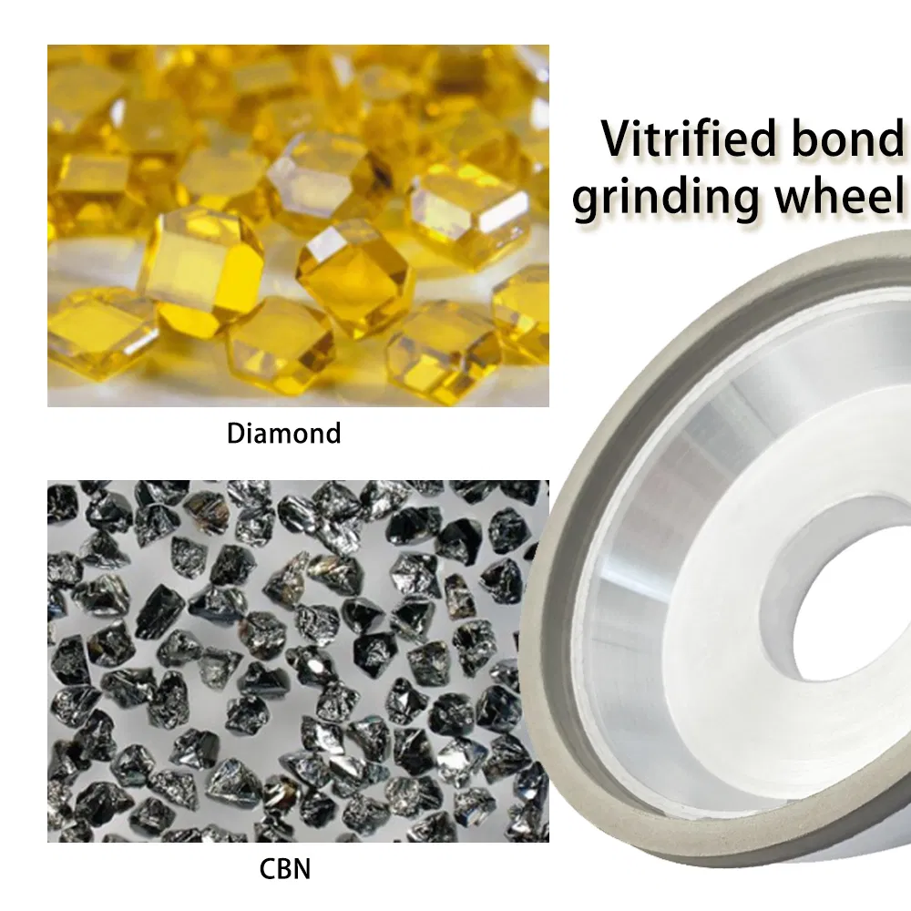 6A2 Rueda de rectificado de diamante con unión cerámica, rueda de copa de CBN vitrificado para herramientas de PCD y PCBN