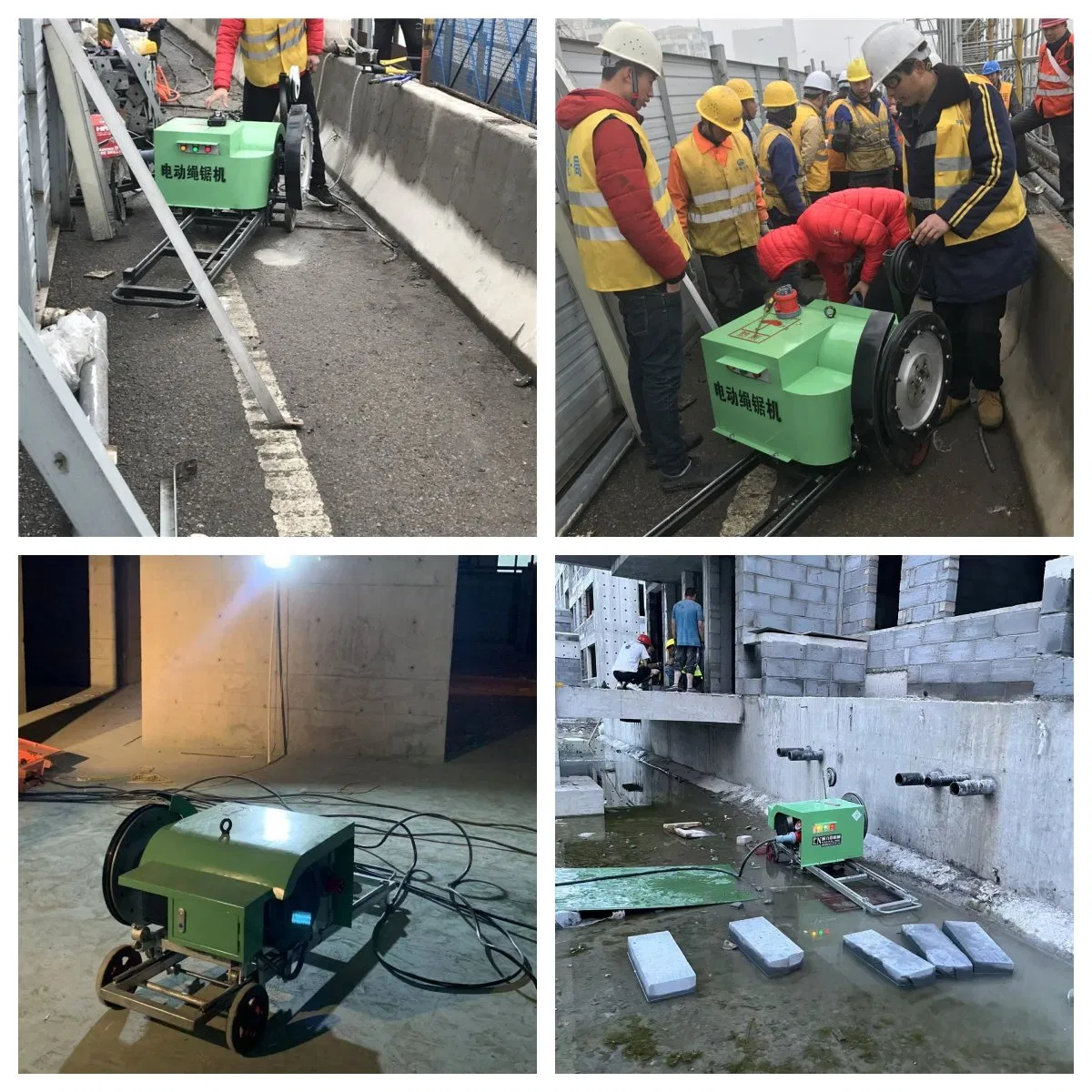 Sierra de hilo diamante automática con pista de goma para minería de concreto y granito