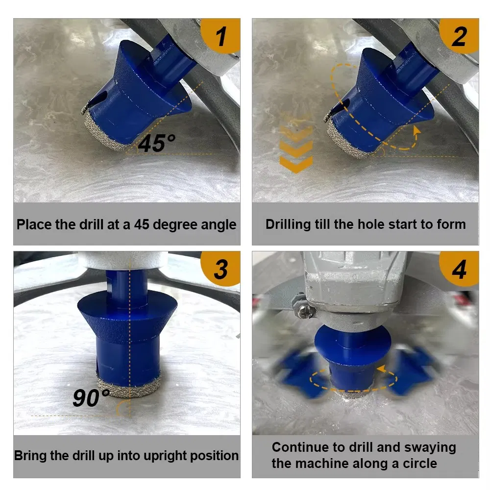 Brocas de biselado en cono con diamante de soldadura al vacío para ampliar agujeros en azulejos, cerámica y mármol