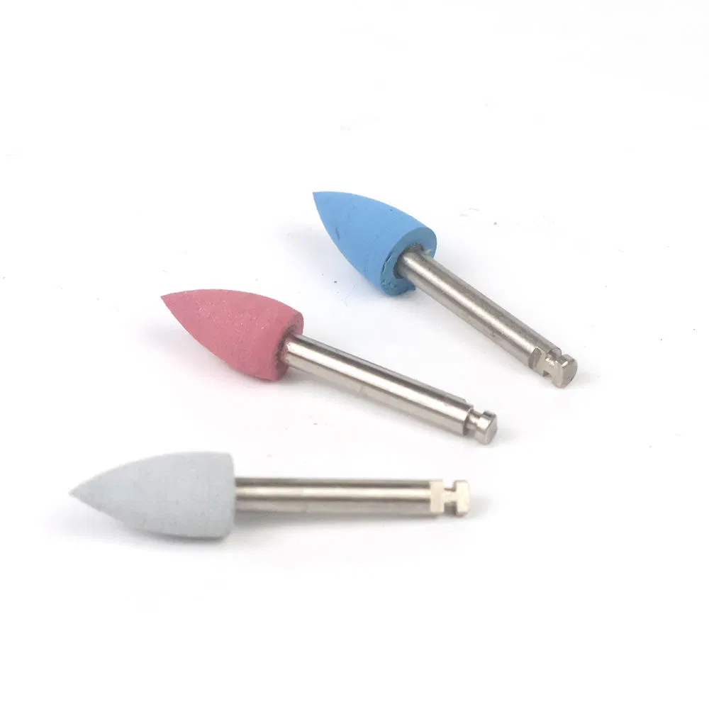 Pulidores de silicona de goma para dentistas, bur de pulido de diamante para acrílicos, compuestos y resinas, herramientas orales (YQD4-4)