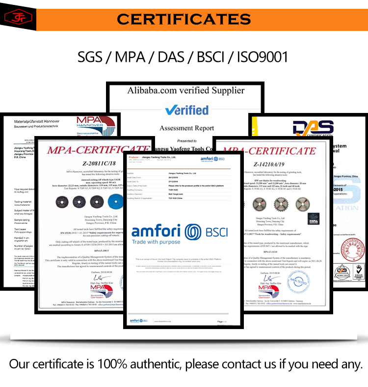 Certificados de Rueda de copa de diamante