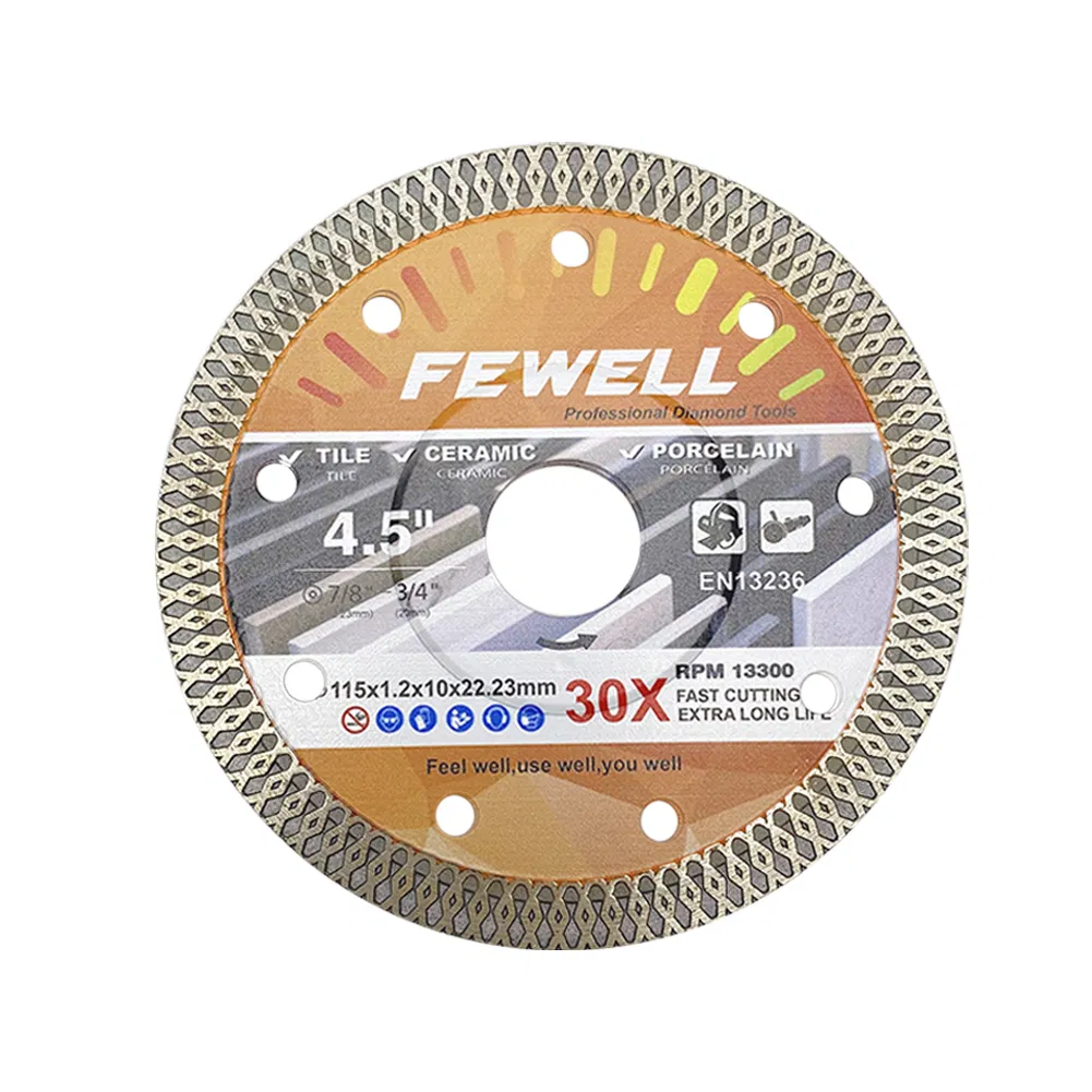 Disco de corte de diamante turbo super ultra delgado para azulejos de cerámica y porcelana de grosor caliente 4.5inch 115*10*22.23mm 1.2