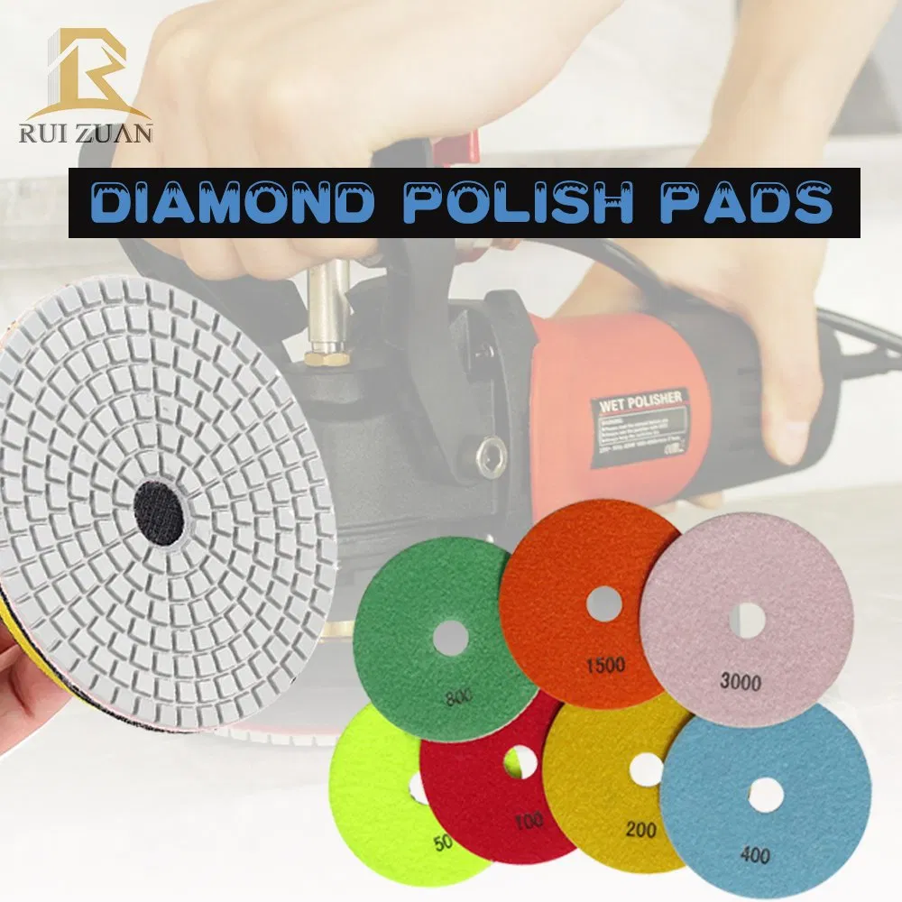 4" Almohadillas de pulido de diamante con unión de resina, disco de lijado, almohadillas de pulido flexibles húmedas para granito, mármol y cerámica