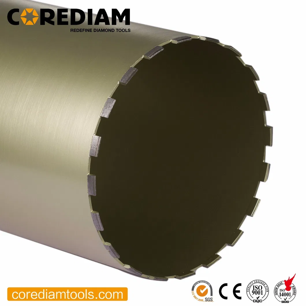 350mm Broca de núcleo de diamante soldada con láser para perforación en húmedo de concreto, herramientas de corte de diamante