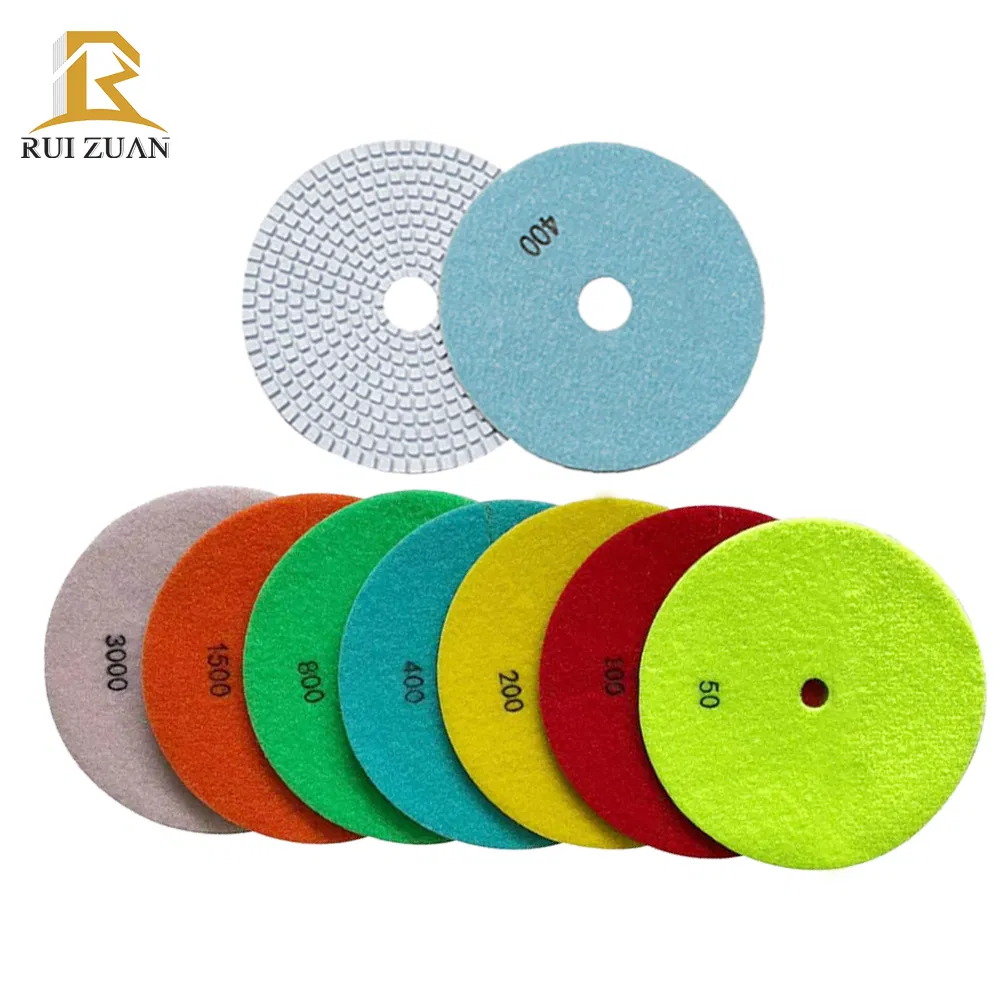 4" Almohadillas de pulido de diamante con unión de resina, disco de lijado, almohadillas de pulido flexibles húmedas para granito, mármol y cerámica