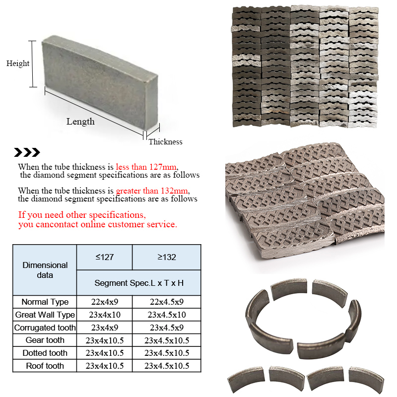 Segmentos de diamante para 6.5-32mm herramientas de perforación broca de diamante