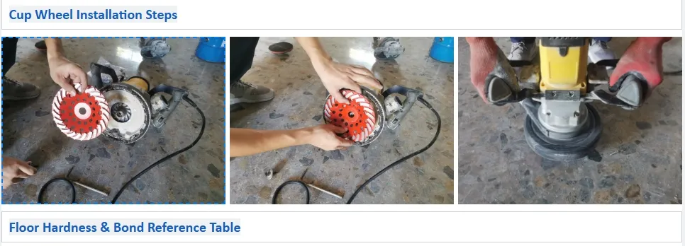 7 Rueda de molienda flexible de concreto con forma de diamante en hojas