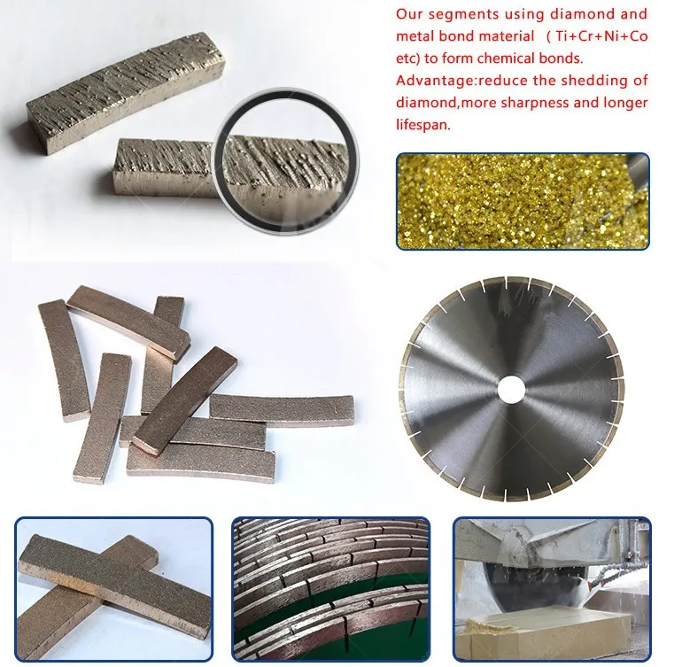 Segmento de hoja de herramienta de diamante tipo sándwich para corte de piedra azul de EE. UU