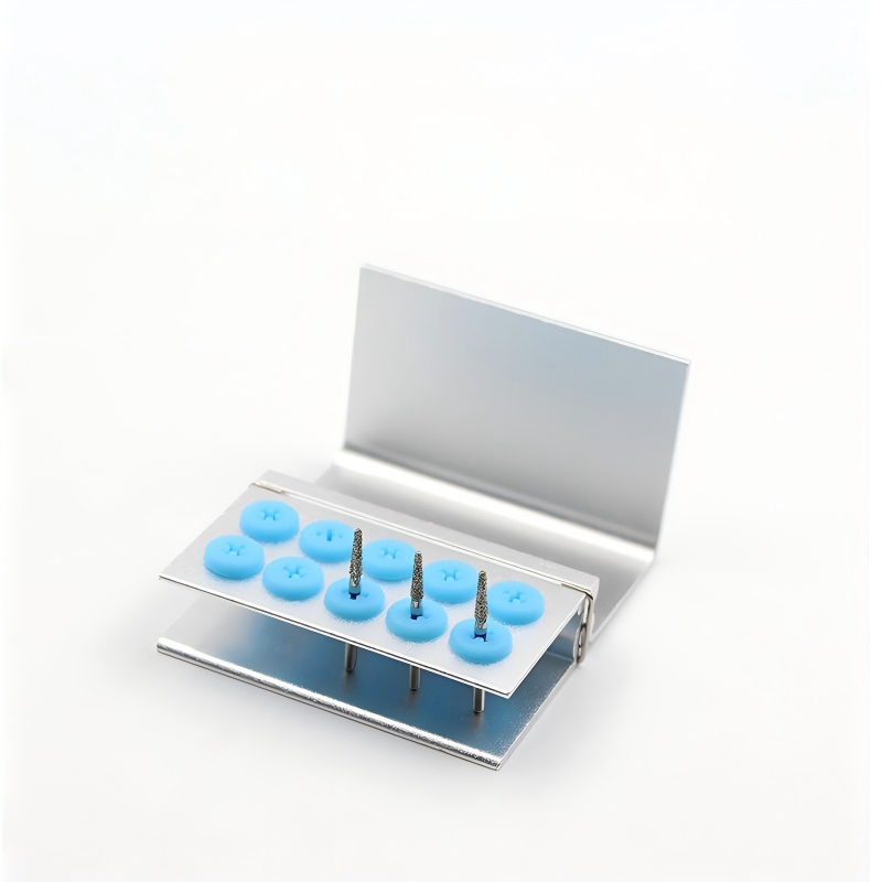 16 Holes Dental Diamond Tungsten Carbide Polishing Material Storage Counter Dental Burs Sterilizer Stand with Silicone Ring Yqd9-10