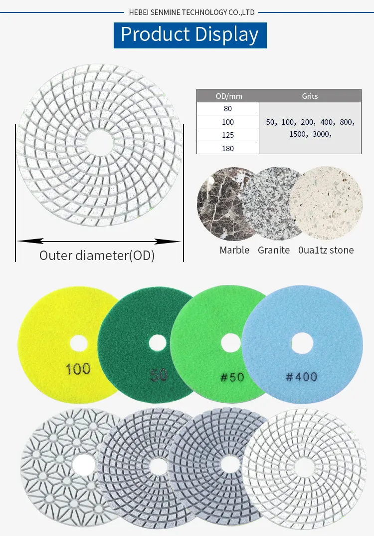 Herramienta de Diamante 100mm Almohadilla Abrasiva OEM para Granito Uso Húmedo Almohadillas de Pulido de Diamante