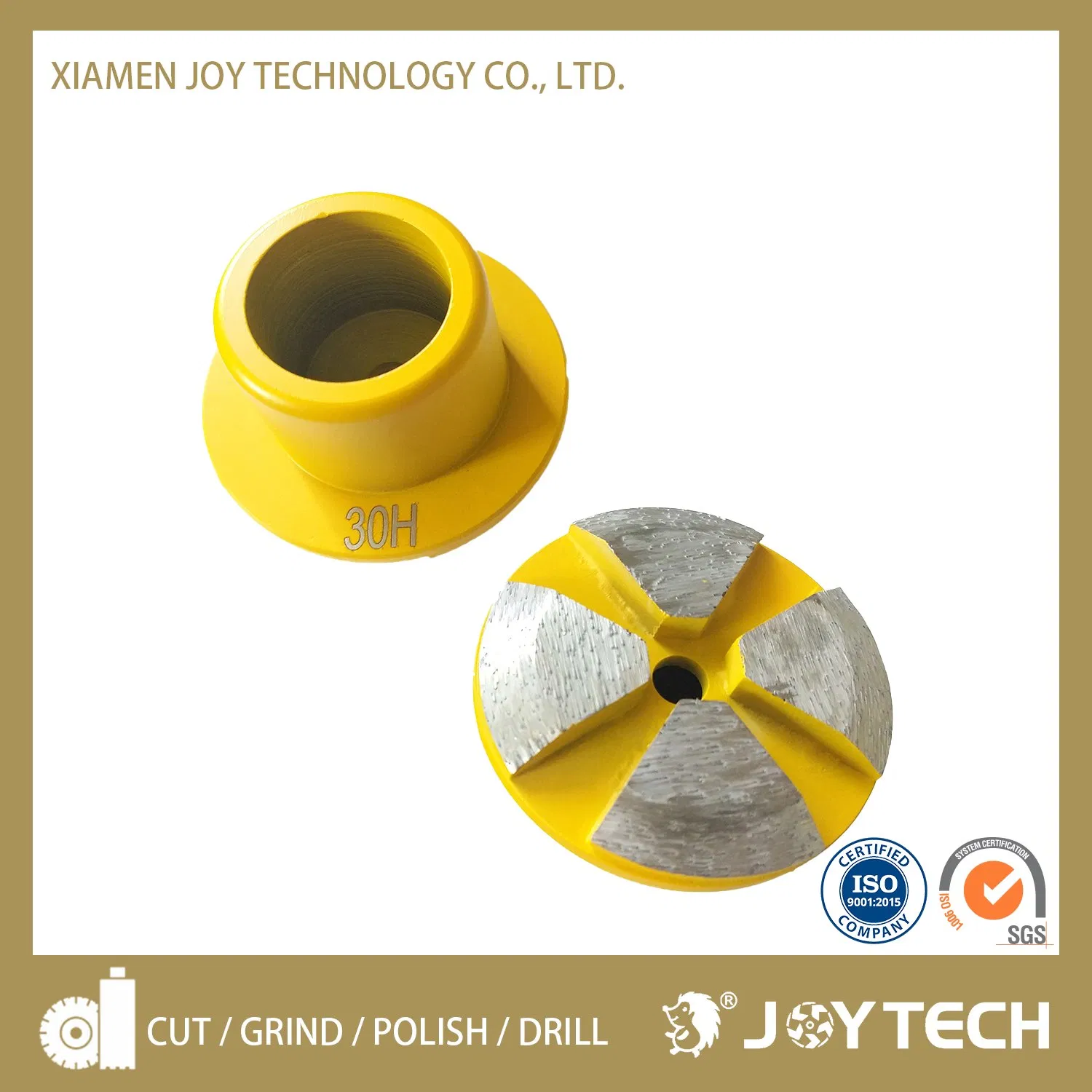 Rueda de molienda abrasiva Joy Tech Diamond Cutting Tool para suelos de concreto 3 pulgadas Terrco 4 discos de molienda de diamante segmentados (JOY-TCS-B4)