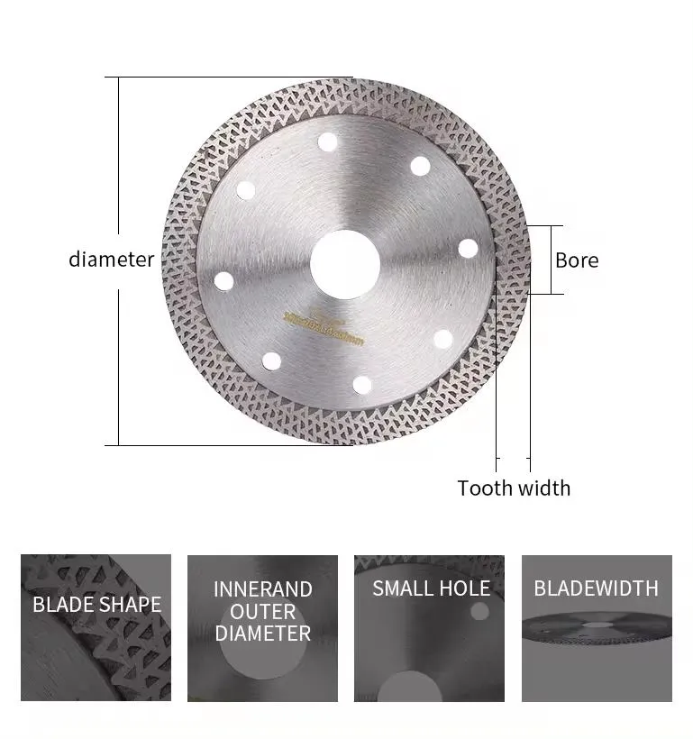 Disco de corte de diamante circular para azulejos, hoja de sierra de porcelana, cuchillas de corte de diamante para cerámica