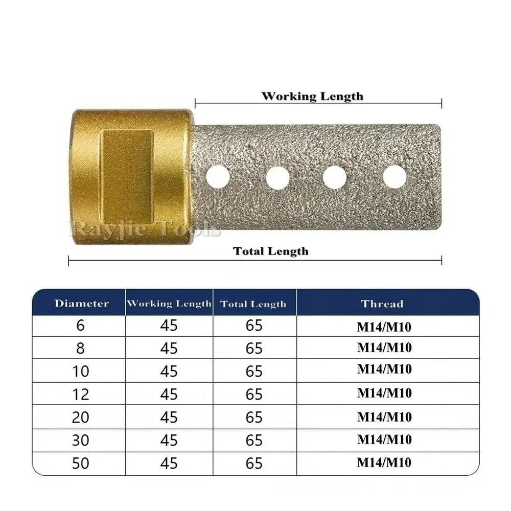 10-50mm Brocas de Fresado de Diamante Brazado al Vacío para Recortar y Ampliar Azulejos de Piedra