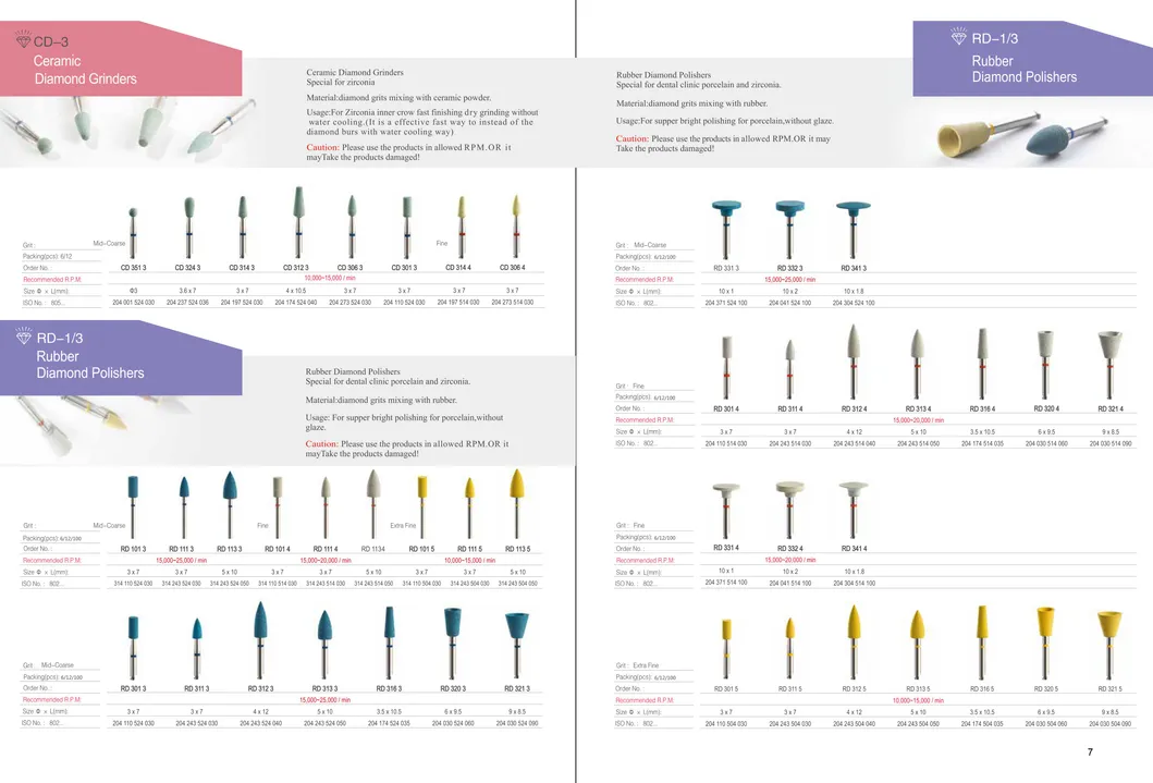 Burs de diamante dental para clínica dental