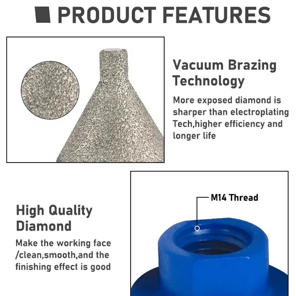 Fresa de bisel de diamante para amoladoras angulares, brocas para cerámica, biselado, recorte y ampliación de agujeros de salida