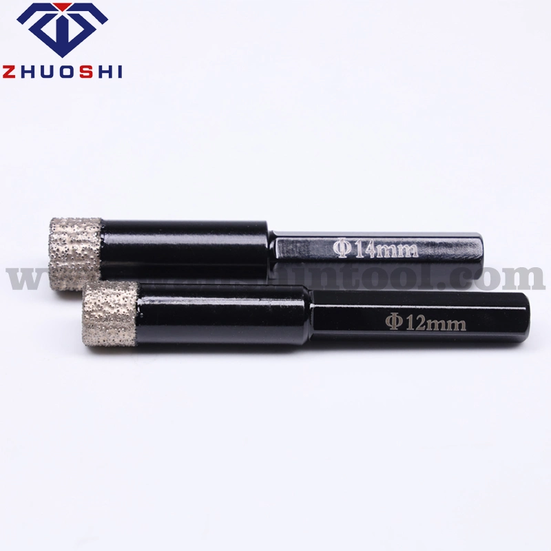 Juego de brocas de diamante de vacío brazado hexagonal de alto rendimiento para perforación de precisión