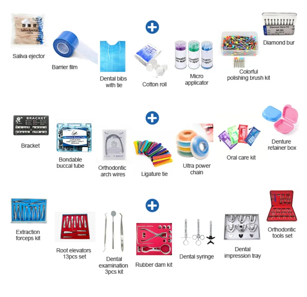 Kit de pulido dental médico con pieza de mano de alta velocidad y fresas de diamante de carburo