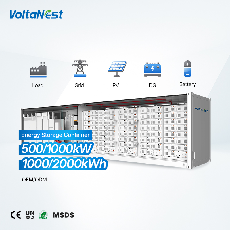 Voltanest Oem BESS LiFePO4 Battery Storage Container 1MWH 2MWH 500Kw 1000kW Solar Energy Storage System for Industrial Use