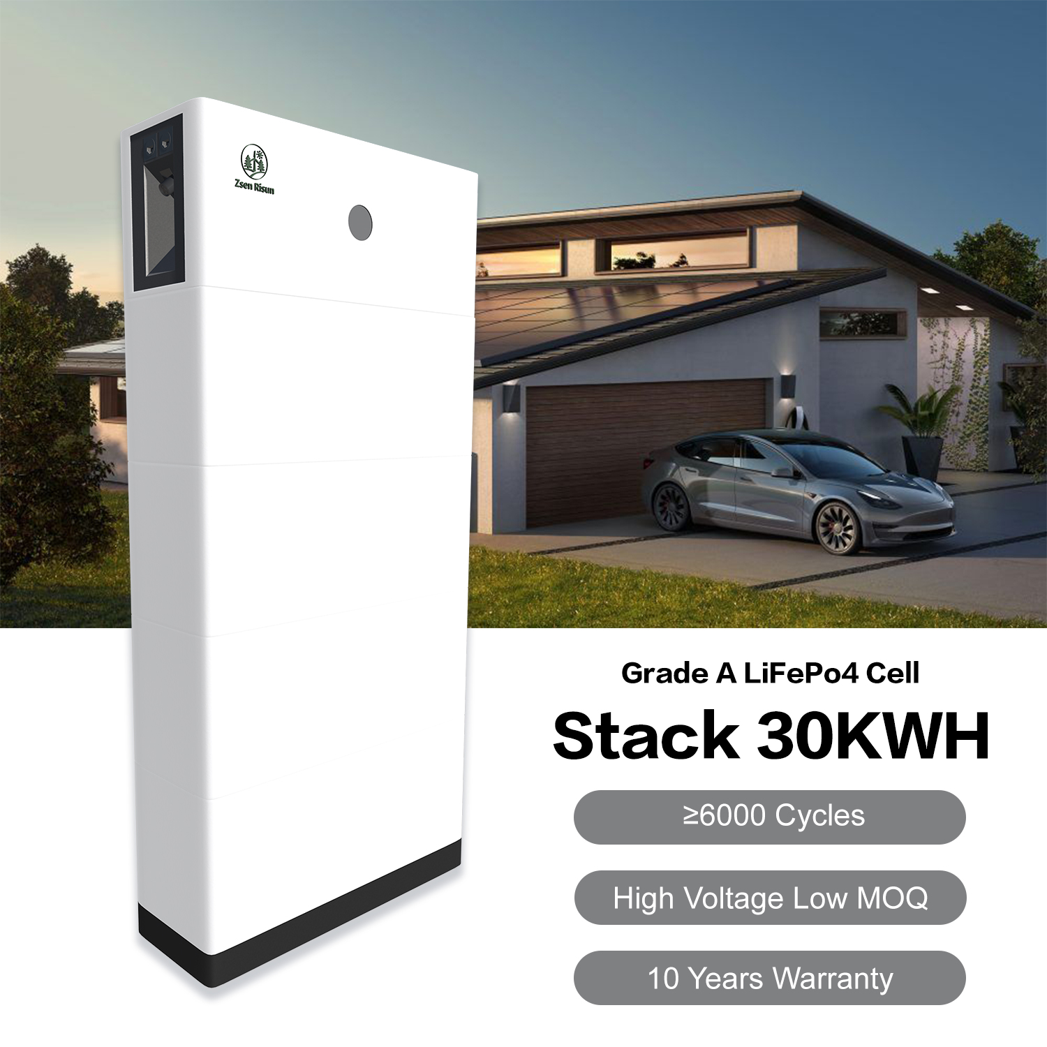 10kWh 20kWh 30kWh 40kWh 51.2V 100Ah LiFePO4 Stackable Wall Mounted Home Solar Battery ESS 12000 Cycles on Off Grid CAN Bus OEM