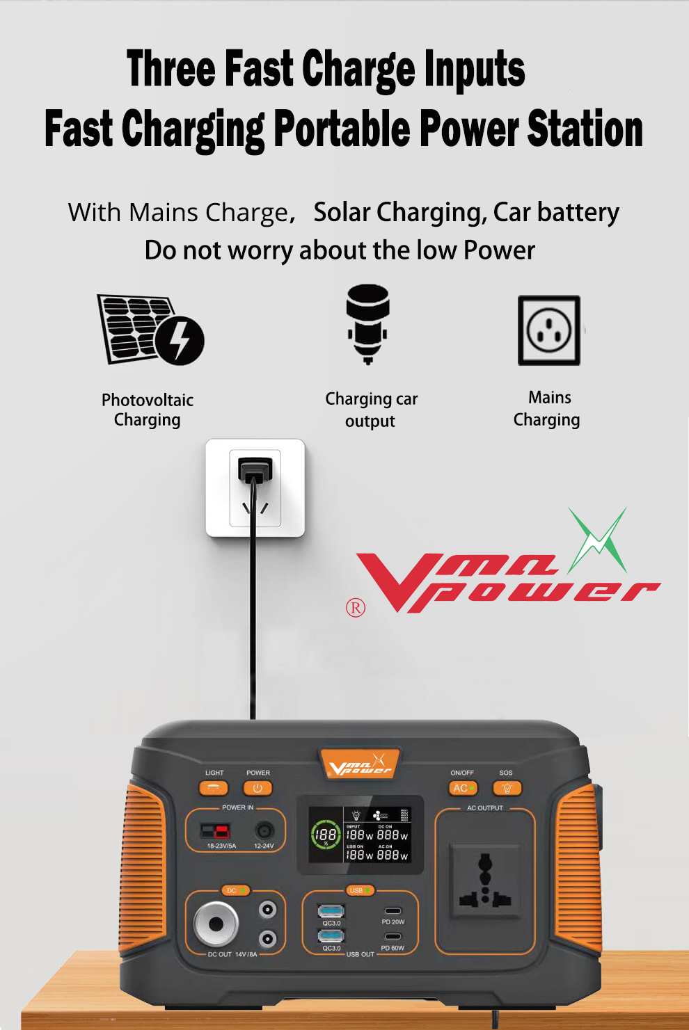 Safer Mini Outdoor Travel Camping Solar Energy System AC 110V/220V 3.7V 120000mAh Lead Acid Battery UPS Backup 500W Pure Sine