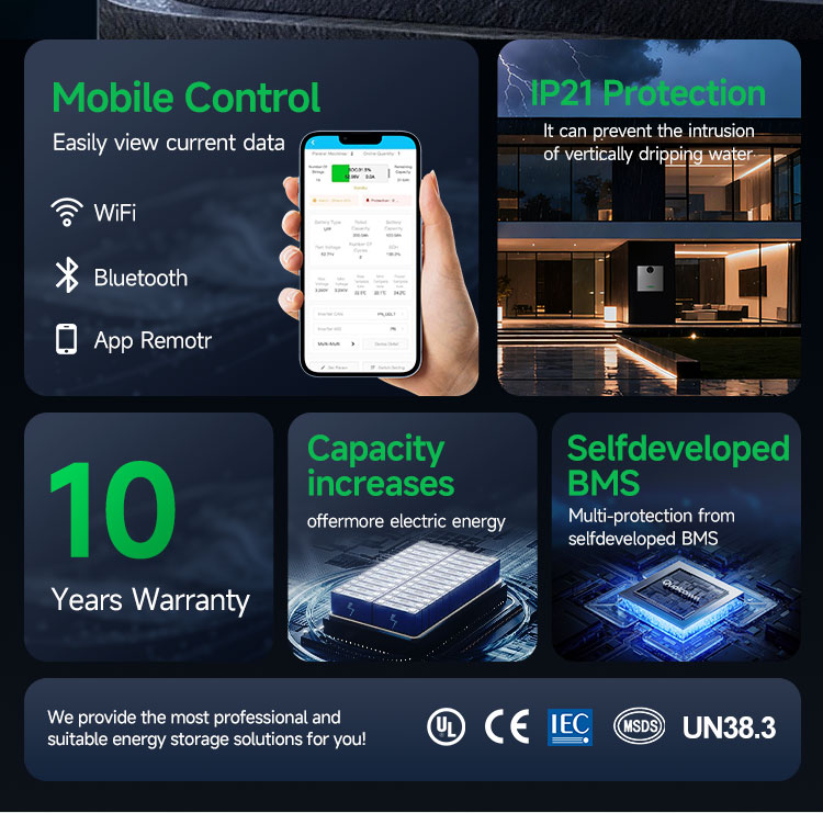 10KWh 51.2V 200Ah Wall Mounted LiFePO4 Battery Bank Whole Home Backup Power Peak Shaving Load Shifting Solution