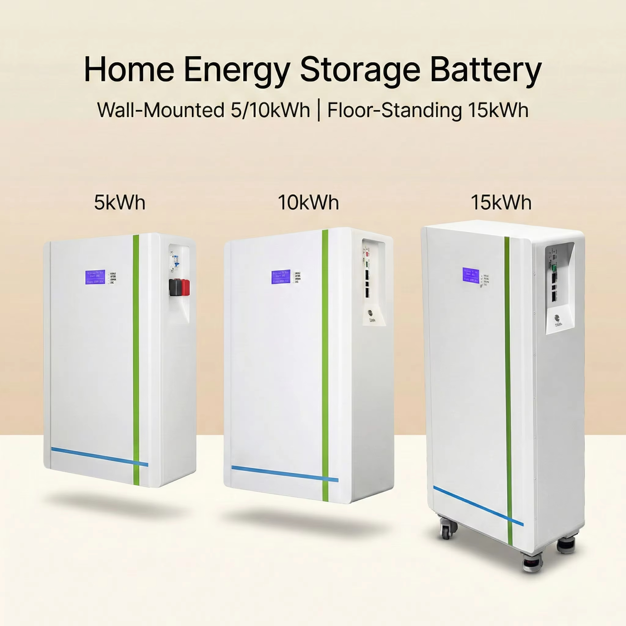 Stackable 15kWh 51.2V LiFePO4 Battery 300Ah Split Standing Home ESS Solar Storage System Smart BMS CAN IP55 Protection 5-10kW