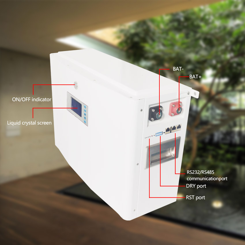 Split ESS LFP 51.2V 100Ah 5kWh Deep Cycle LiFePO4 CAN Wall-Mounted Solar Backup Energy Storage System