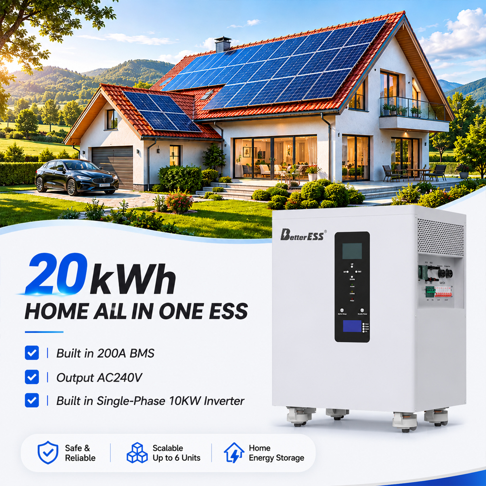 All-In-One ESS 20kWh 28kWh 32kWh 51.2V 400Ah 628Ah Lithium Battery Built in 10KW AC230V Inverter Home Energy Storage