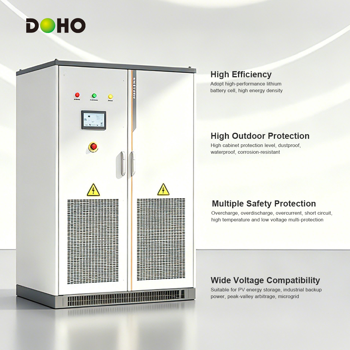 DOHO DHS500TS-400-A 100kW/200kWh Hybrid ESS Energy Storage Cabinet IP21 Smart Air-Cooled Lithium Ion Battery On/Off-Grid